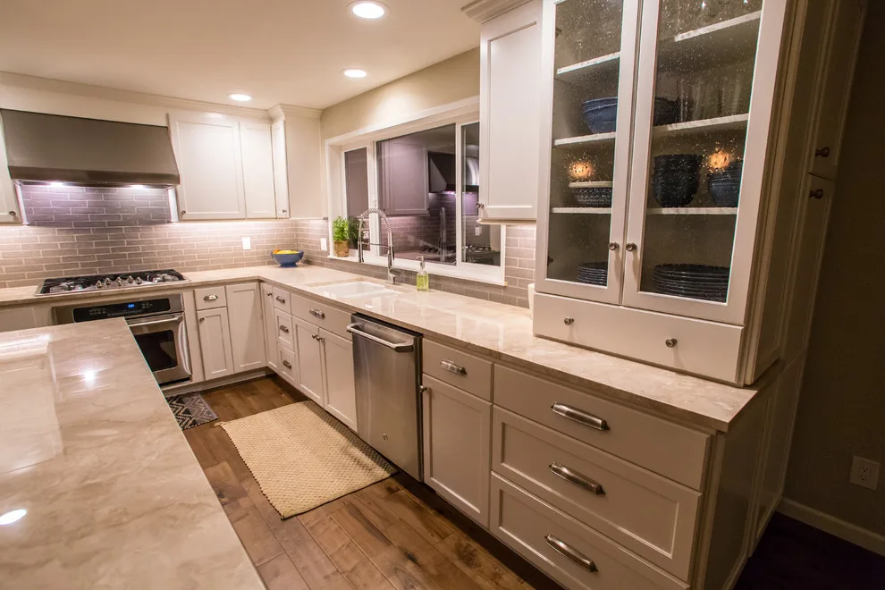 Elegant Transitional Renovation: Kitchen, Powder Room, Living/Dining Area & Entryway by RCW Construction - Photo 7