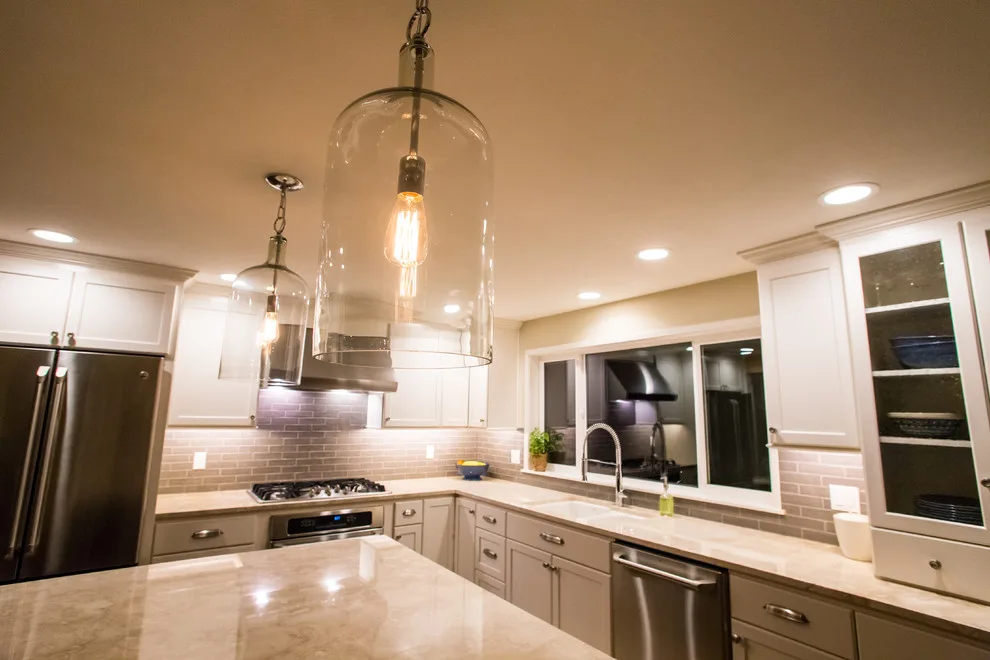 Elegant Transitional Renovation: Kitchen, Powder Room, Living/Dining Area & Entryway by RCW Construction - Photo 2