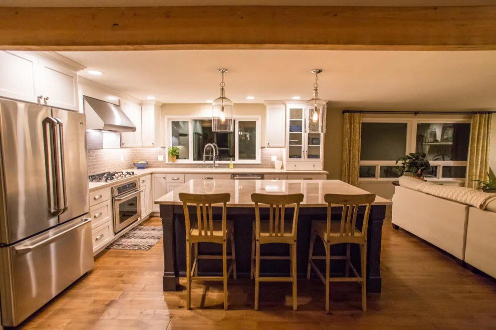 Elegant Transitional Renovation: Kitchen, Powder Room, Living/Dining Area & Entryway by RCW Construction - Photo 6