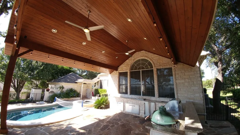 Austin Rustic Traditional Outdoor Patio and Kitchen Expansion by Canyon Construction - Photo 3