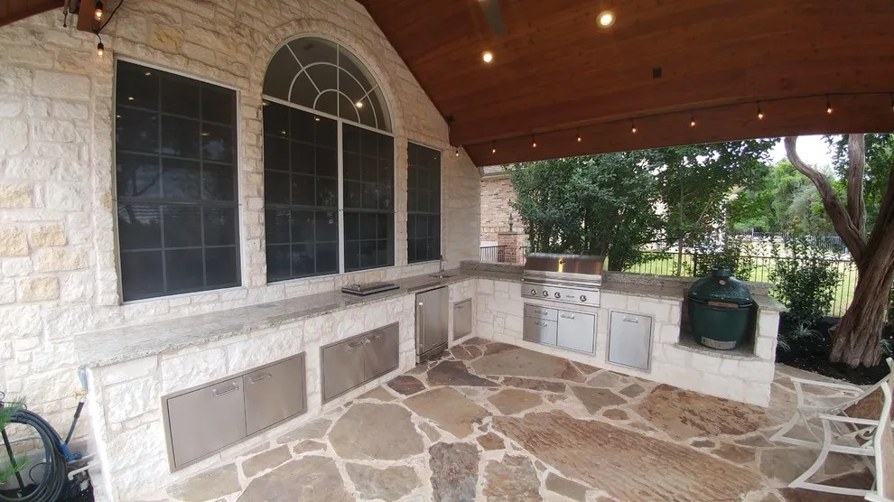Austin Rustic Traditional Outdoor Patio and Kitchen Expansion by Canyon Construction - Photo 5