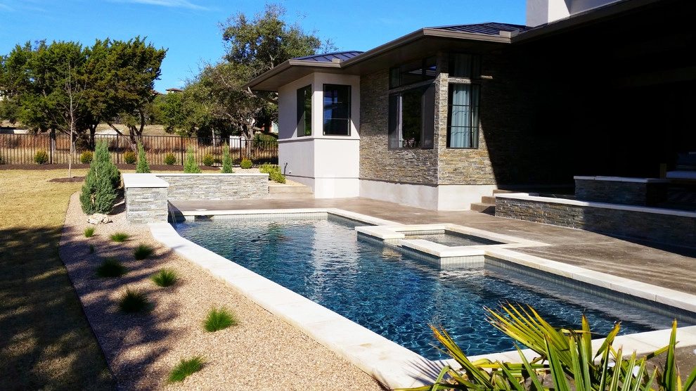 Contemporary Front and Back Yard Landscape in Austin by GreenScapes Landscaping & Pools - Photo 2
