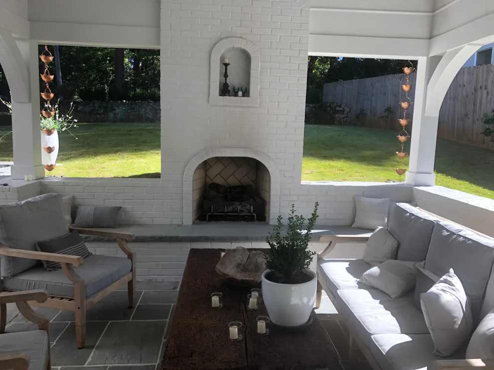 Outdoor Patio and Porch Featuring a Fireplace by Green House Renovation Atlanta, LLC - Photo 3