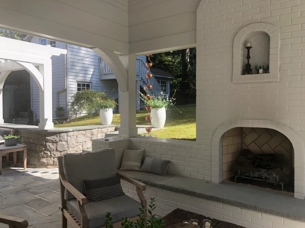 Outdoor Patio and Porch Featuring a Fireplace by Green House Renovation Atlanta, LLC - Photo 7