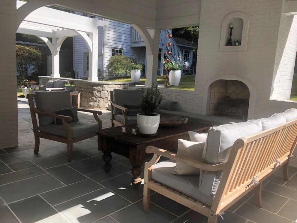 Outdoor Patio and Porch Featuring a Fireplace by Green House Renovation Atlanta, LLC - Photo 4