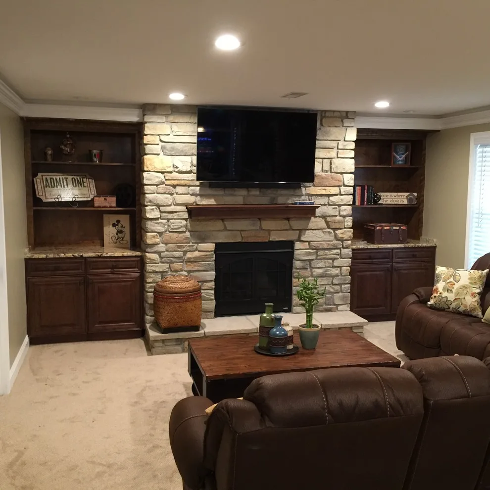 Ballwin Basement Featuring Bar and Fireplace by Pro Basement Inc. - Photo 8