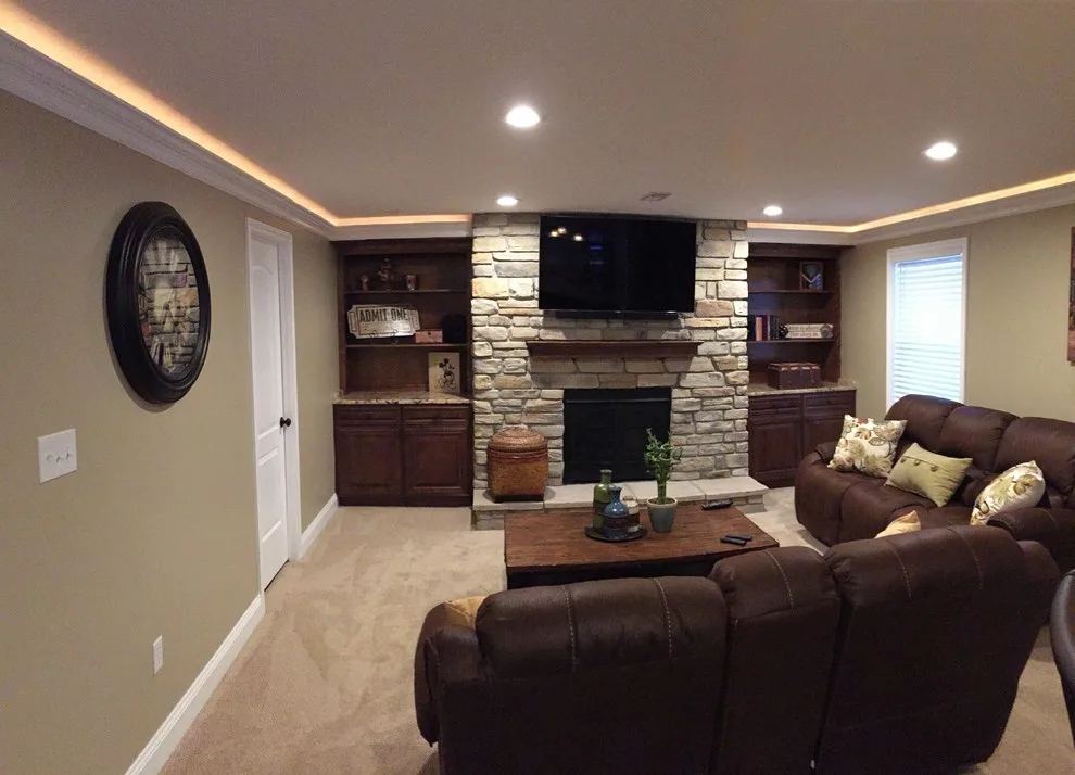 Ballwin Basement Featuring Bar and Fireplace by Pro Basement Inc. - Photo 5