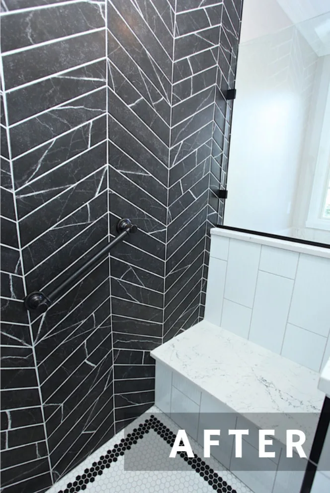 Monochrome Contemporary Bathroom by Booher Remodeling Company - Photo 7