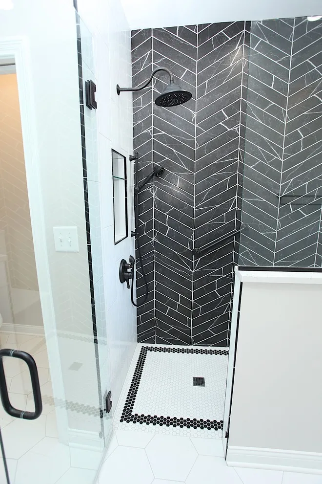 Monochrome Contemporary Bathroom by Booher Remodeling Company - Photo 18