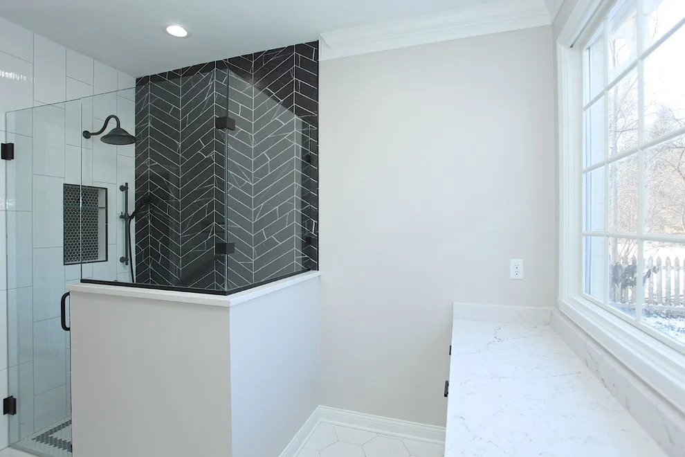 Monochrome Contemporary Bathroom by Booher Remodeling Company - Photo 5