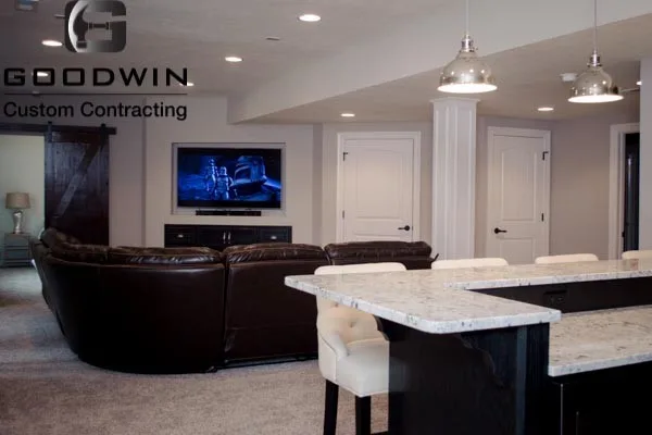 Basement Finishing with Barn Door Design by Goodwin Custom Contracting - Photo 7