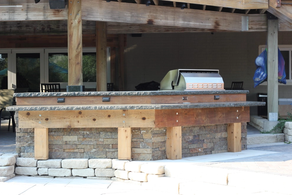 Post n Beam Outdoor Kitchen by Hardscape Contractors - Photo 3