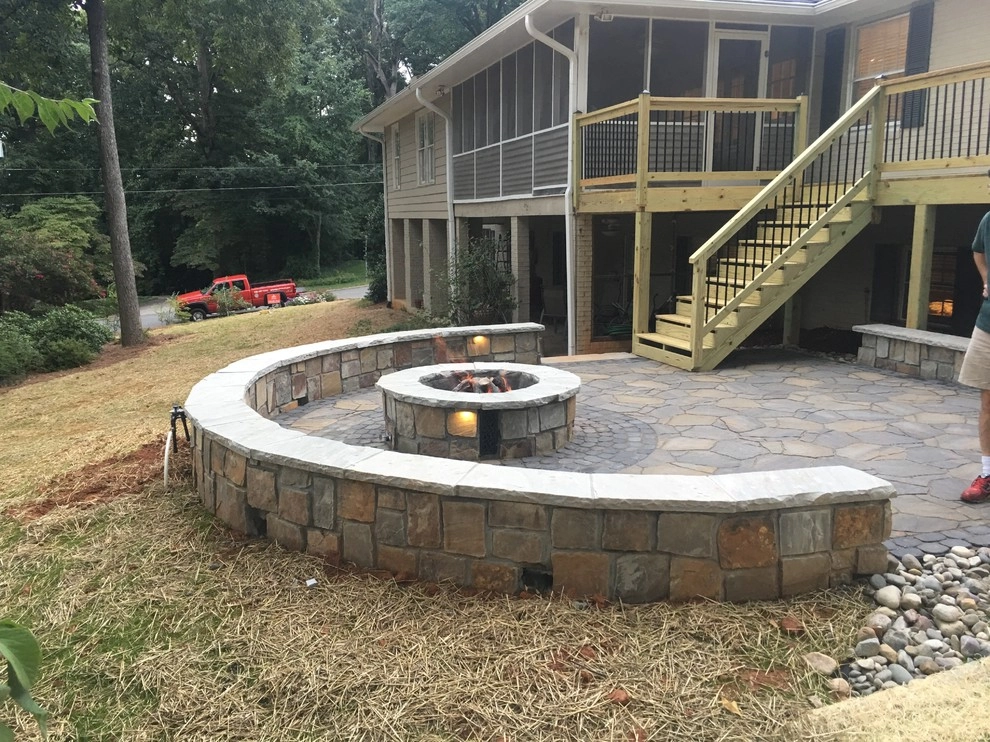 Winston-Salem, NC Firepit and Patio 3D Landscape Design by Hawkins Landscape Architecture/TriadGarden - Photo 2