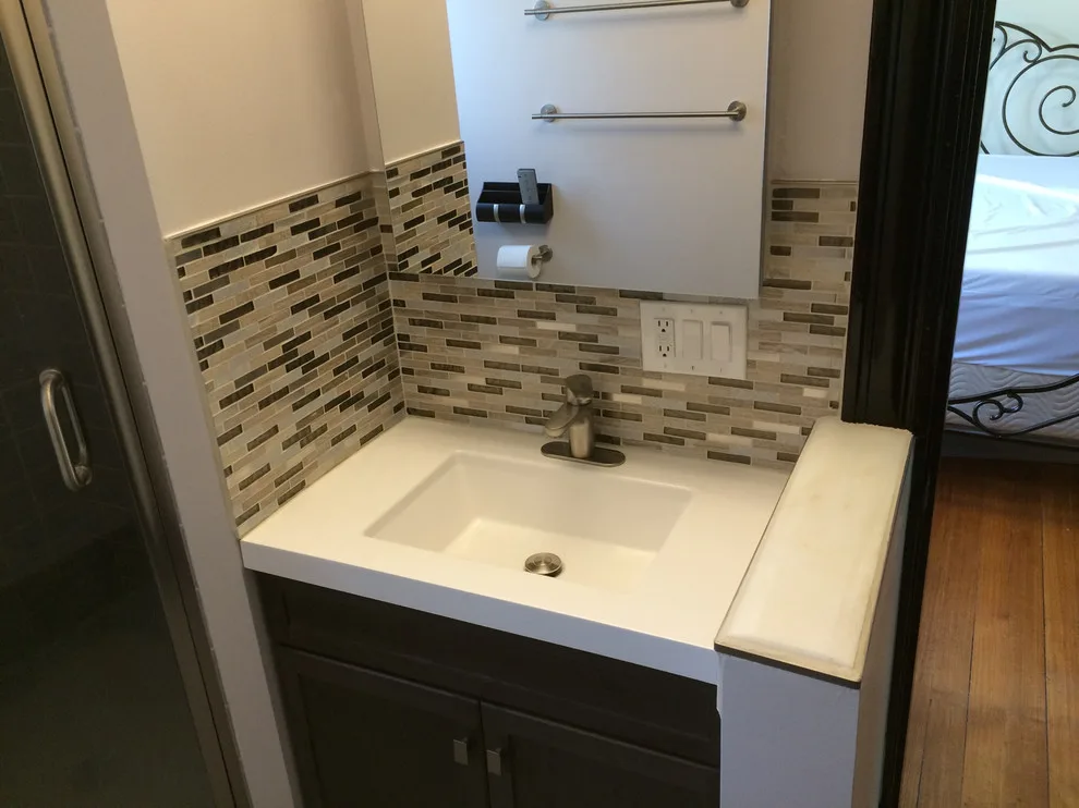 Modern Beige Powder Room by Cambridge Home Renovations - Photo 2