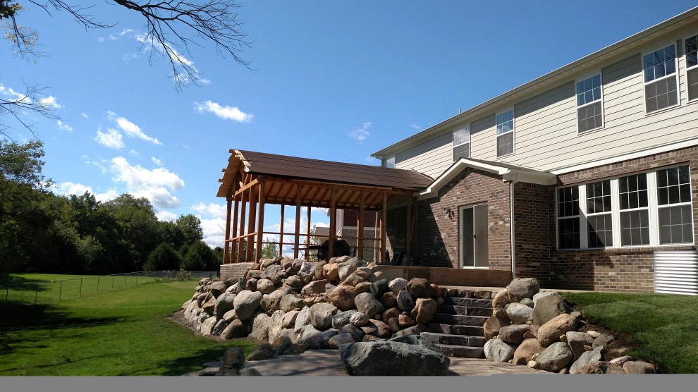 Outdoor Landscape, Rock Wall & Custom Fire Pit by Heath Outdoor - Photo 2