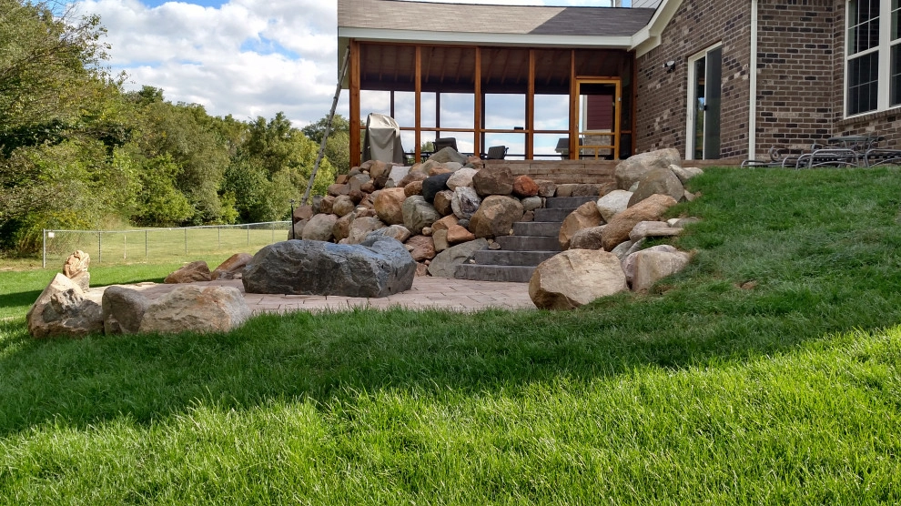 Outdoor Landscape, Rock Wall & Custom Fire Pit by Heath Outdoor - Photo 6