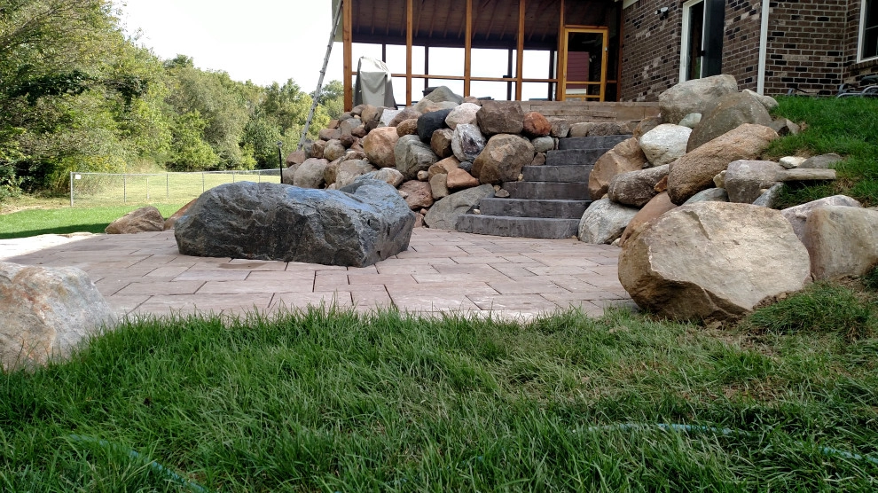Outdoor Landscape, Rock Wall & Custom Fire Pit by Heath Outdoor - Photo 8