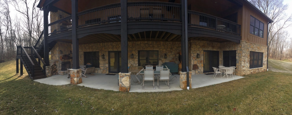 Patio, Custom fire boulder, Seat wall and landscape by Heath Outdoor - Photo 11
