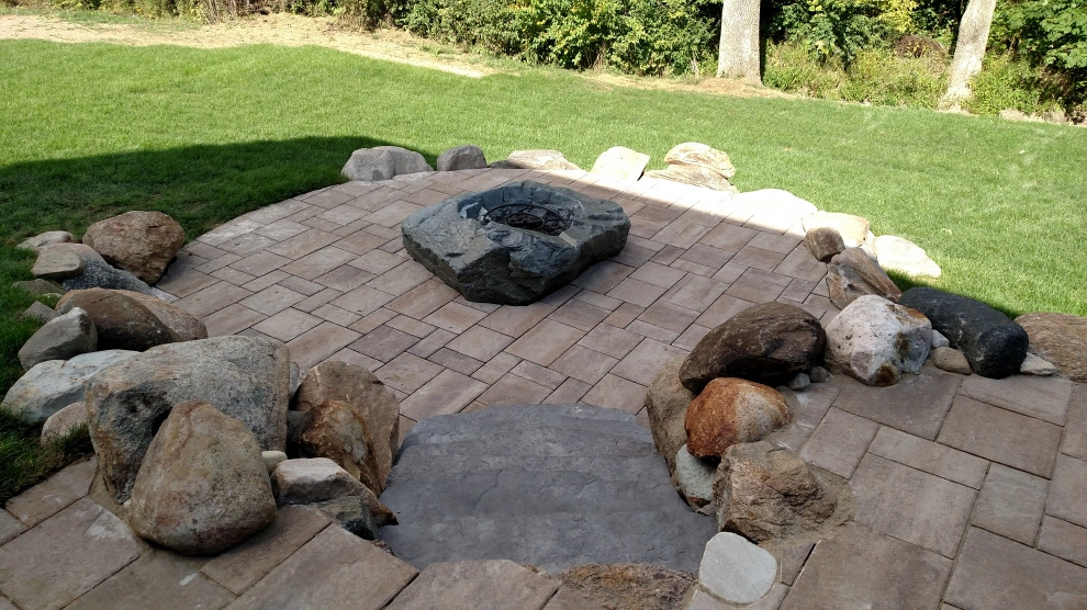 Outdoor Landscape, Rock Wall & Custom Fire Pit by Heath Outdoor - Photo 7