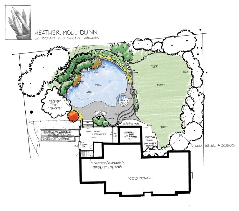 master plan with pool options by Heather Moll-Dunn Landscape And Garden Design - Photo 6