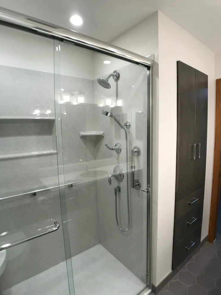 Floating Vanity Bathroom Renovation with Onyx Shower and Additional Features by D & L Construction - Photo 3