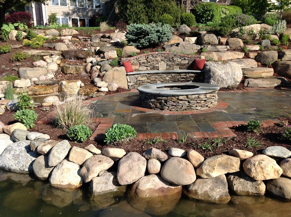Bluestone and Brick Paving with Boulder Walls by Hively Landscaping Inc. - Photo 3