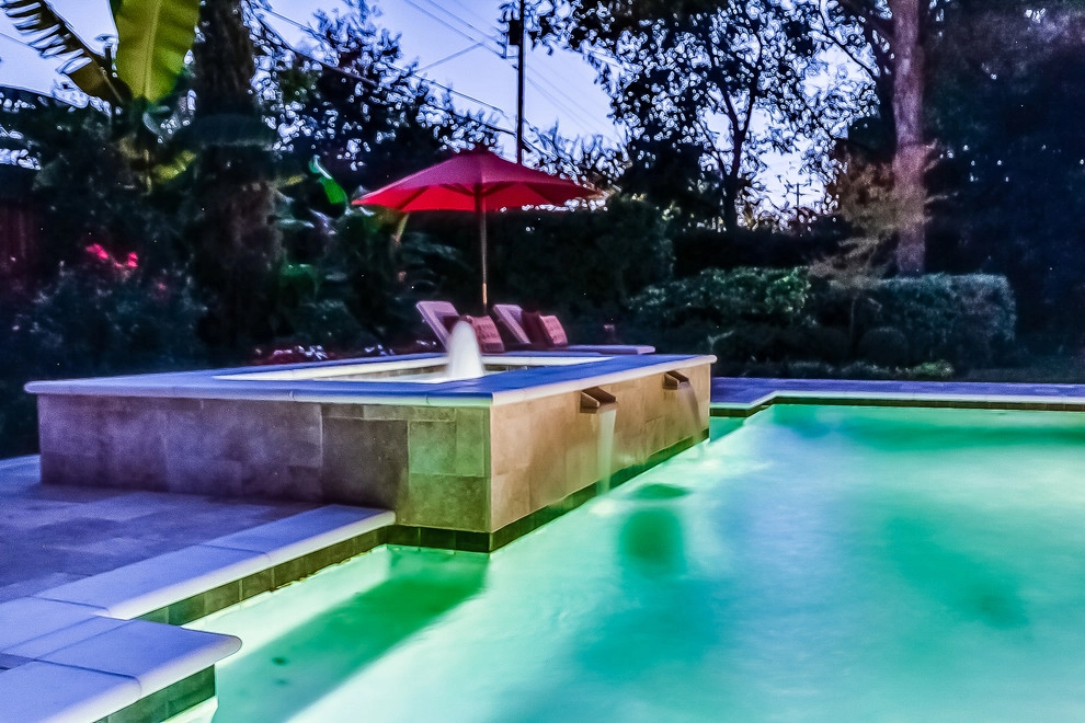 Tropical Geometric Hobert Pool Backyard Retreat by Hobert Pools And Spas - Photo 4