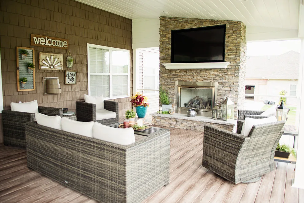 Stunning Exterior Transformation with Spacious Covered Deck and Fireplace by Cooper Construction And Restoration, Inc. - Photo 17