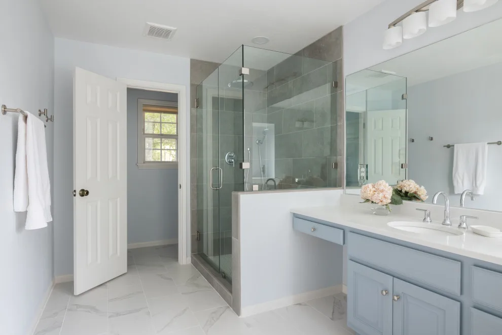 Stunning Blue Pebble Creek Bathroom Makeover by Buck The Builder - Photo 25