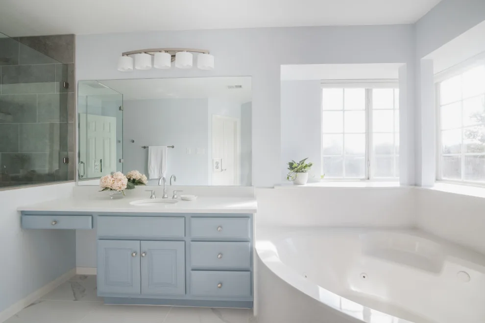 Stunning Blue Pebble Creek Bathroom Makeover by Buck The Builder - Photo 12
