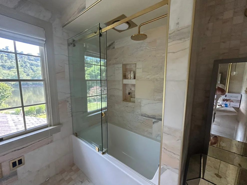 UBE Marble Bathroom Renovation for Guests by Doylestown Builders - Photo 5