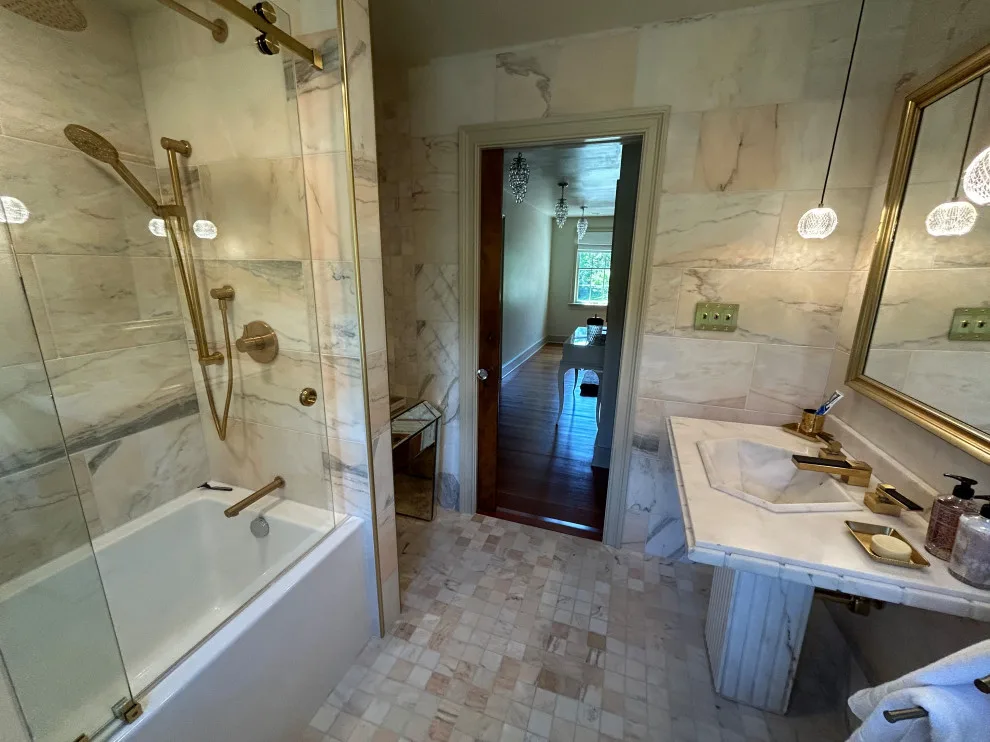 UBE Marble Bathroom Renovation for Guests by Doylestown Builders - Photo 6