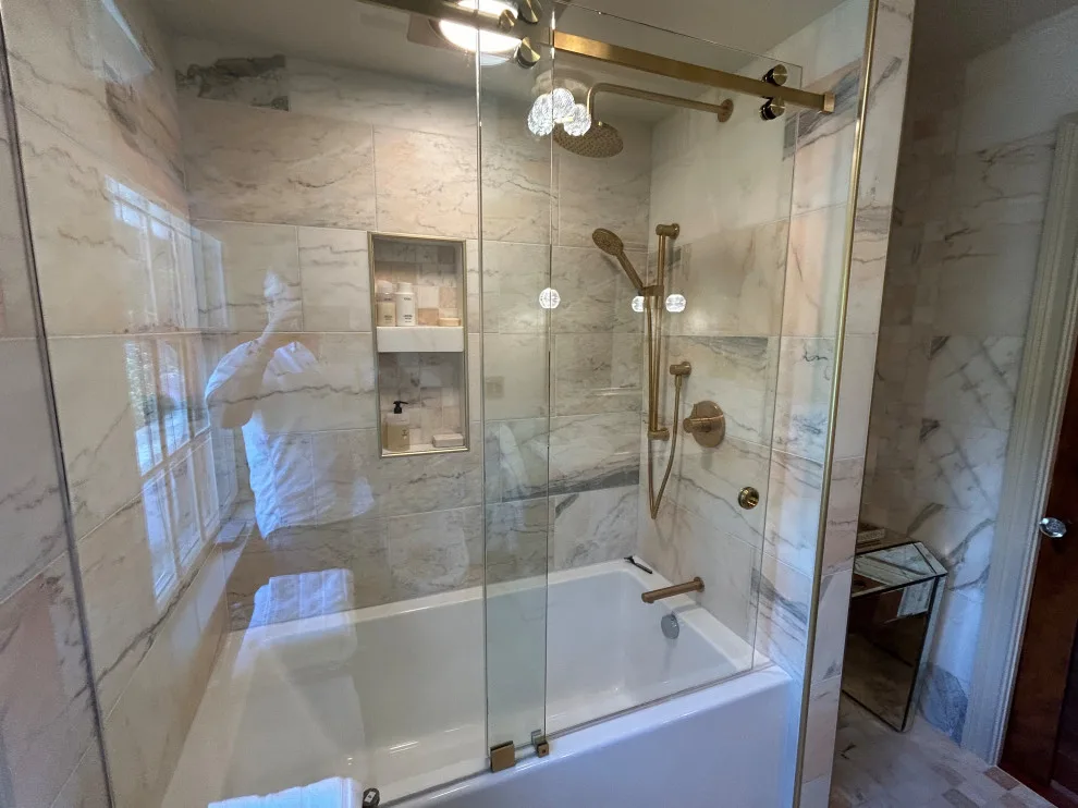 UBE Marble Bathroom Renovation for Guests by Doylestown Builders - Photo 7