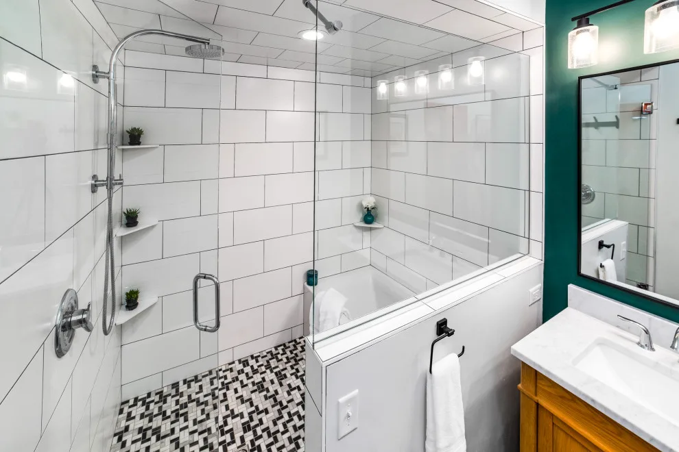 Monochrome Bathroom Expansion Renovation by Sylvestre Remodeling & Design - Photo 6