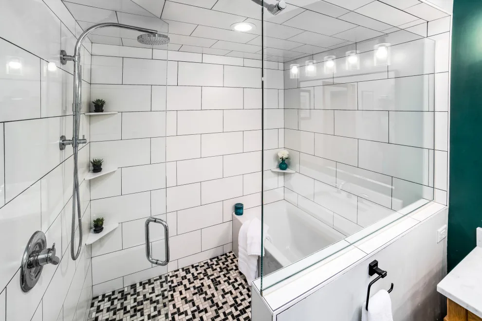 Monochrome Bathroom Expansion Renovation by Sylvestre Remodeling & Design - Photo 4