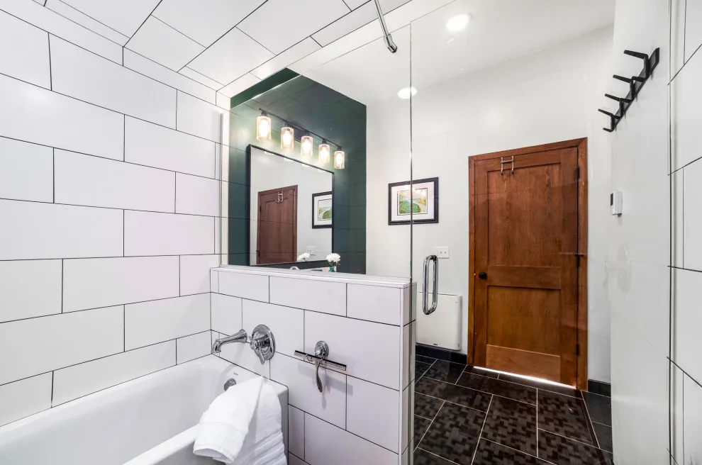 Monochrome Bathroom Expansion Renovation by Sylvestre Remodeling & Design - Photo 9