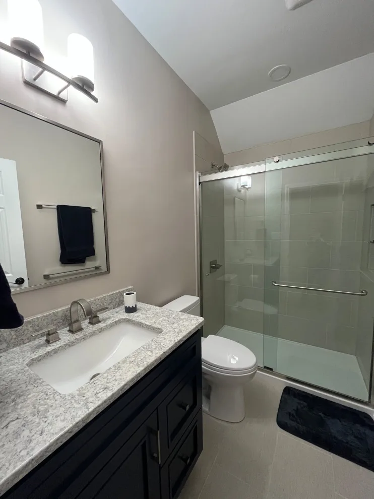 Carmel Half Bathroom to 3/4 Bathroom Conversion and Renovation by T. Morgan Construction, Inc. - Photo 7