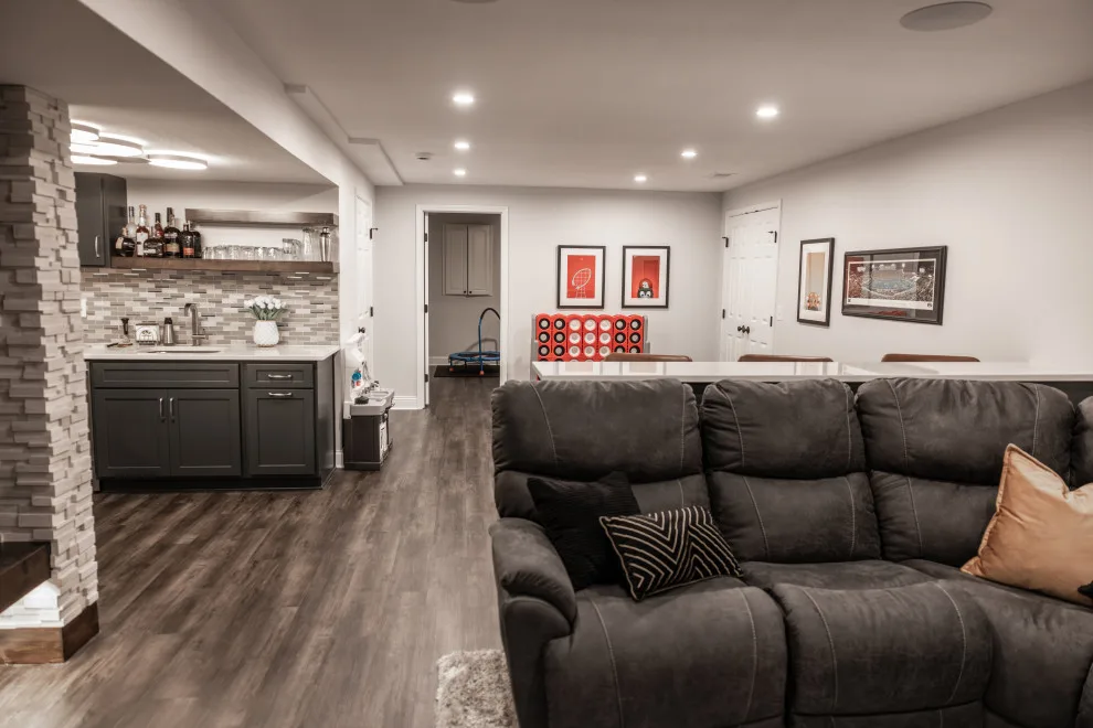Modern Informal Basement Leawood, KS by KCBR Design | Remodel - Photo 4