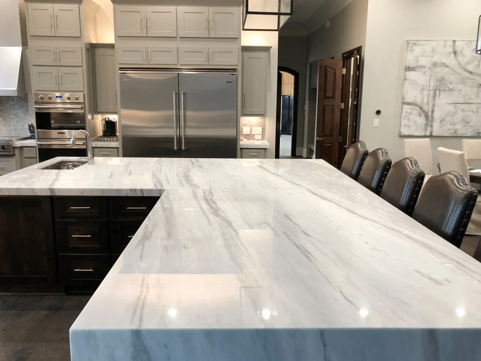 Culinary Paradise with Waterfall Island by Stone Studio A Division Of Contemporary Concepts I - Photo 3
