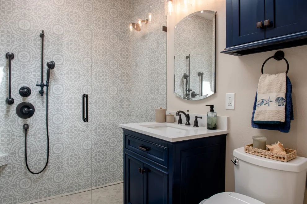 Stylish Coastal Accessible Bathroom by Kaminskiy Design And Remodeling - Photo 12