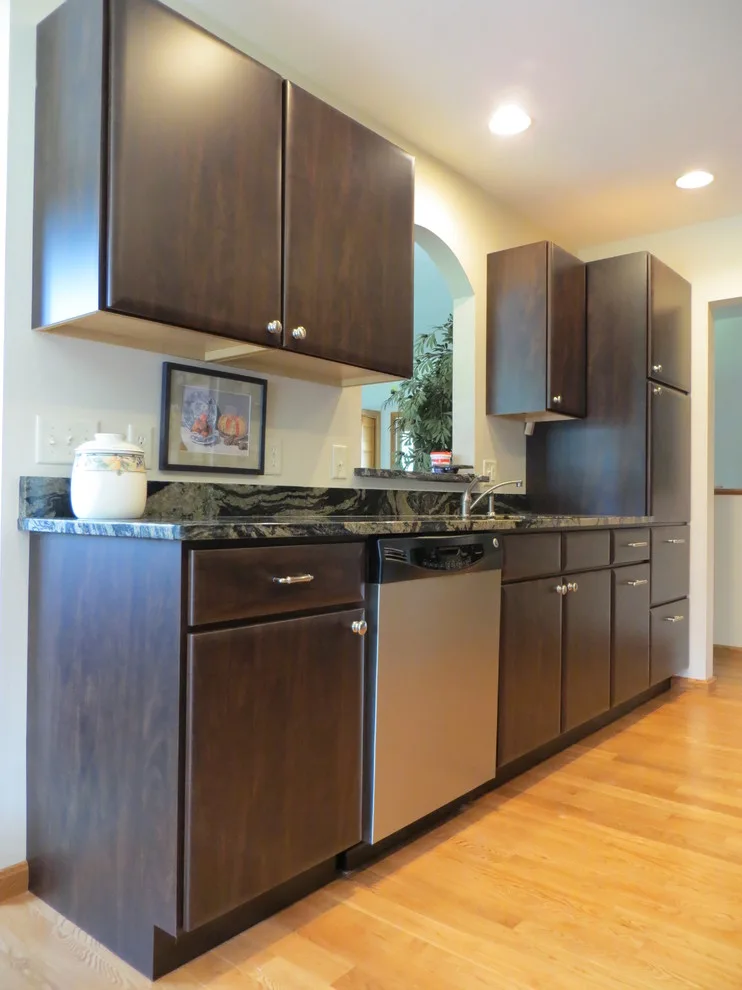 Chocolate Pear Flat Panel Cabinet Makeover by Kitchen Solvers Of Madison - Photo 4