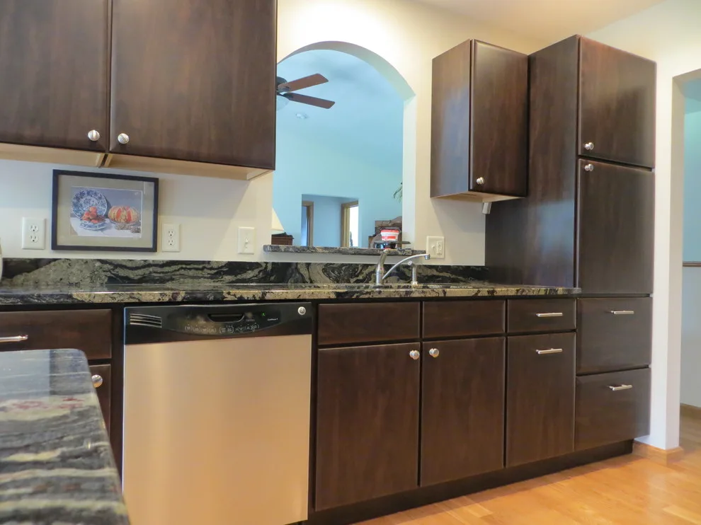 Chocolate Pear Flat Panel Cabinet Makeover by Kitchen Solvers Of Madison - Photo 2
