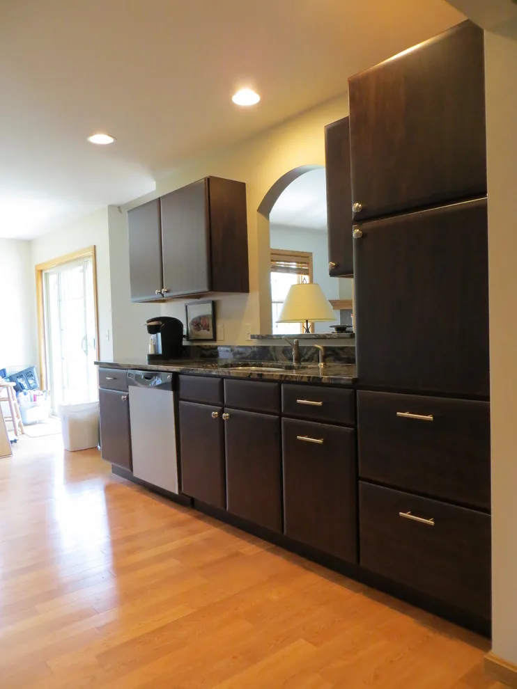 Chocolate Pear Flat Panel Cabinet Makeover by Kitchen Solvers Of Madison - Photo 3