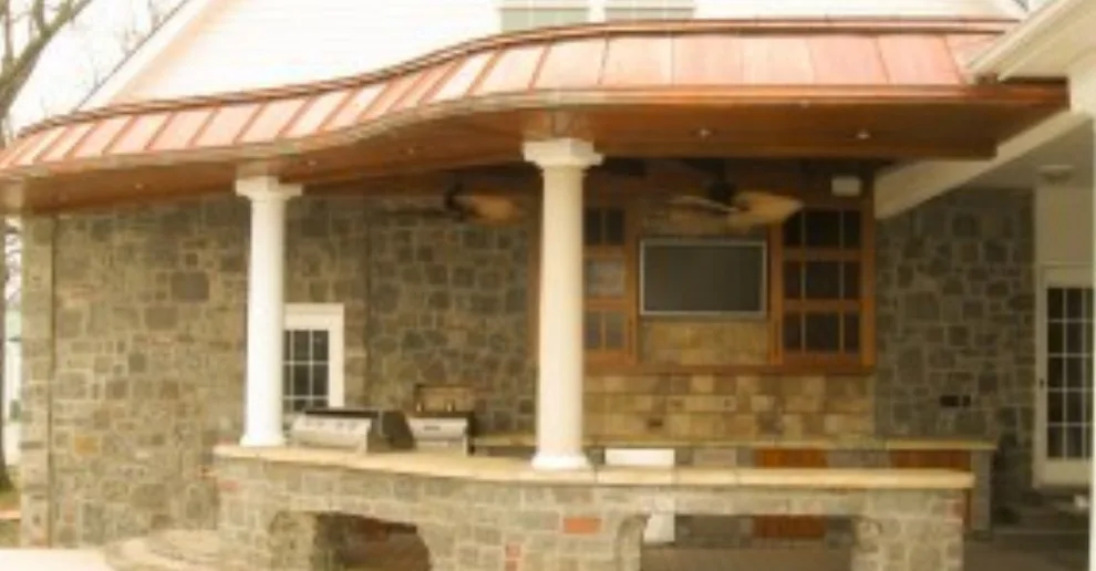Claremore Pool Kitchen Featuring an Organic-Shaped Copper Roof by Baucos Group, LTD. CO. - Photo 4