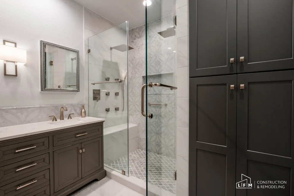 Elegant Gray Bathroom by LFM Construction & Remodeling - Photo 2