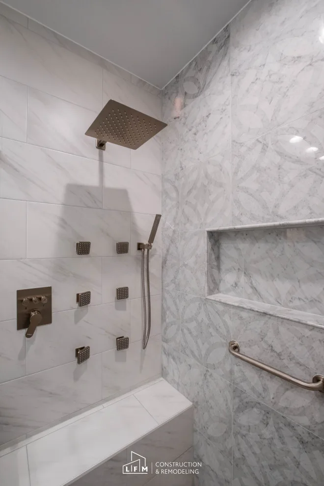 Elegant Gray Bathroom by LFM Construction & Remodeling - Photo 6
