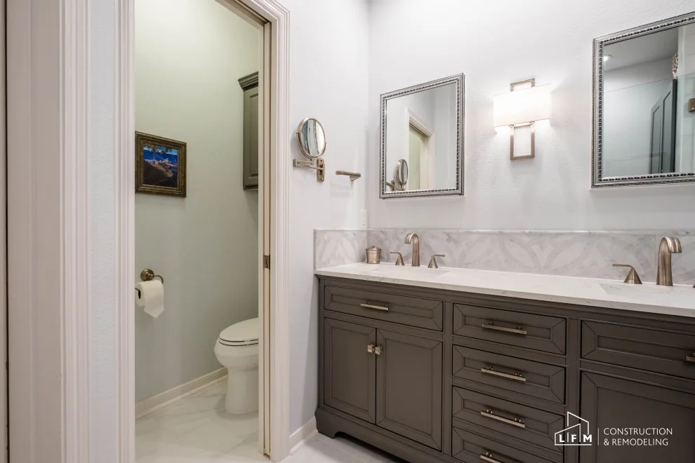Elegant Gray Bathroom by LFM Construction & Remodeling - Photo 4
