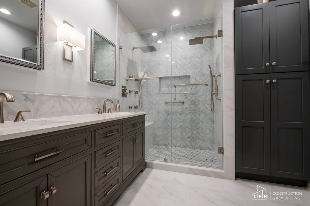 Elegant Gray Bathroom by LFM Construction & Remodeling - Photo 3