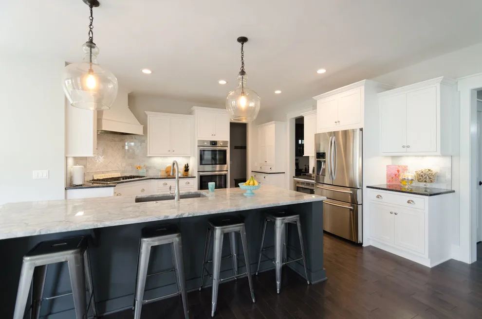Pristine and Organized, White Transitional Kitchen and Bar Areas by Inde Kitchen Remodelers - Photo 8
