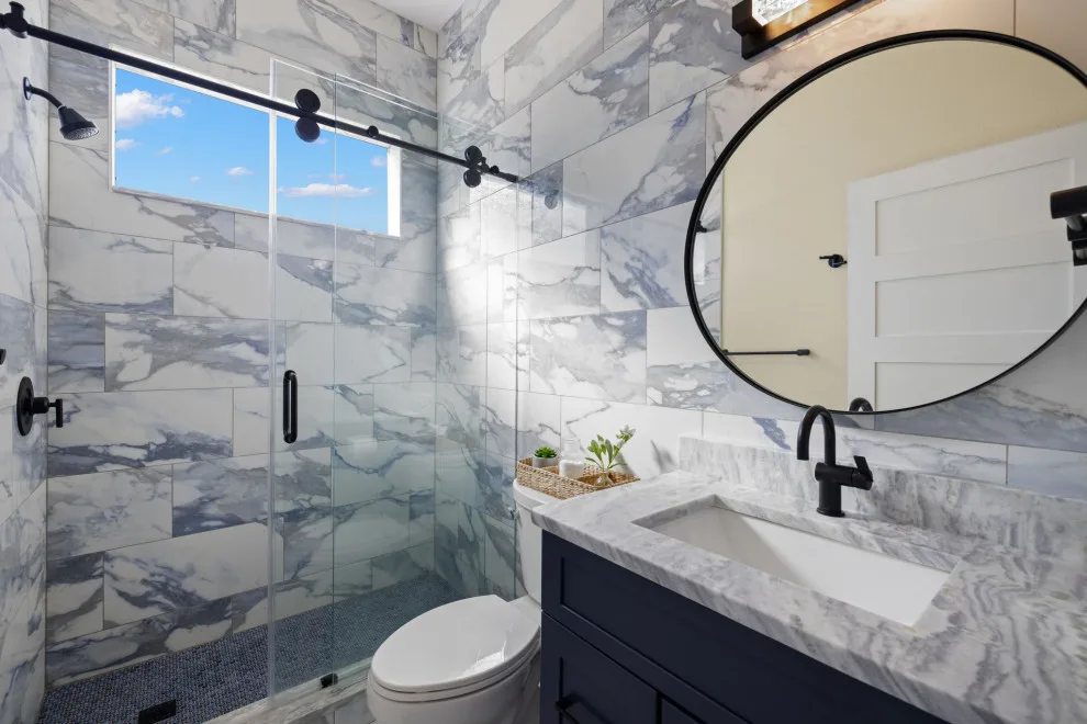 Navy Guest Bathroom Renovation by CMK by CMK Construction - Photo 3